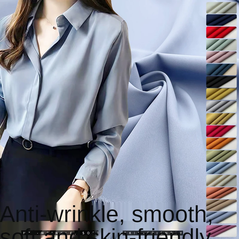 

Saffron Slip Slip Shirt Dress Pants Fashion Spring and Summer High-end Milk Silk Chiffon Fabric Ice Silk Chinese Style