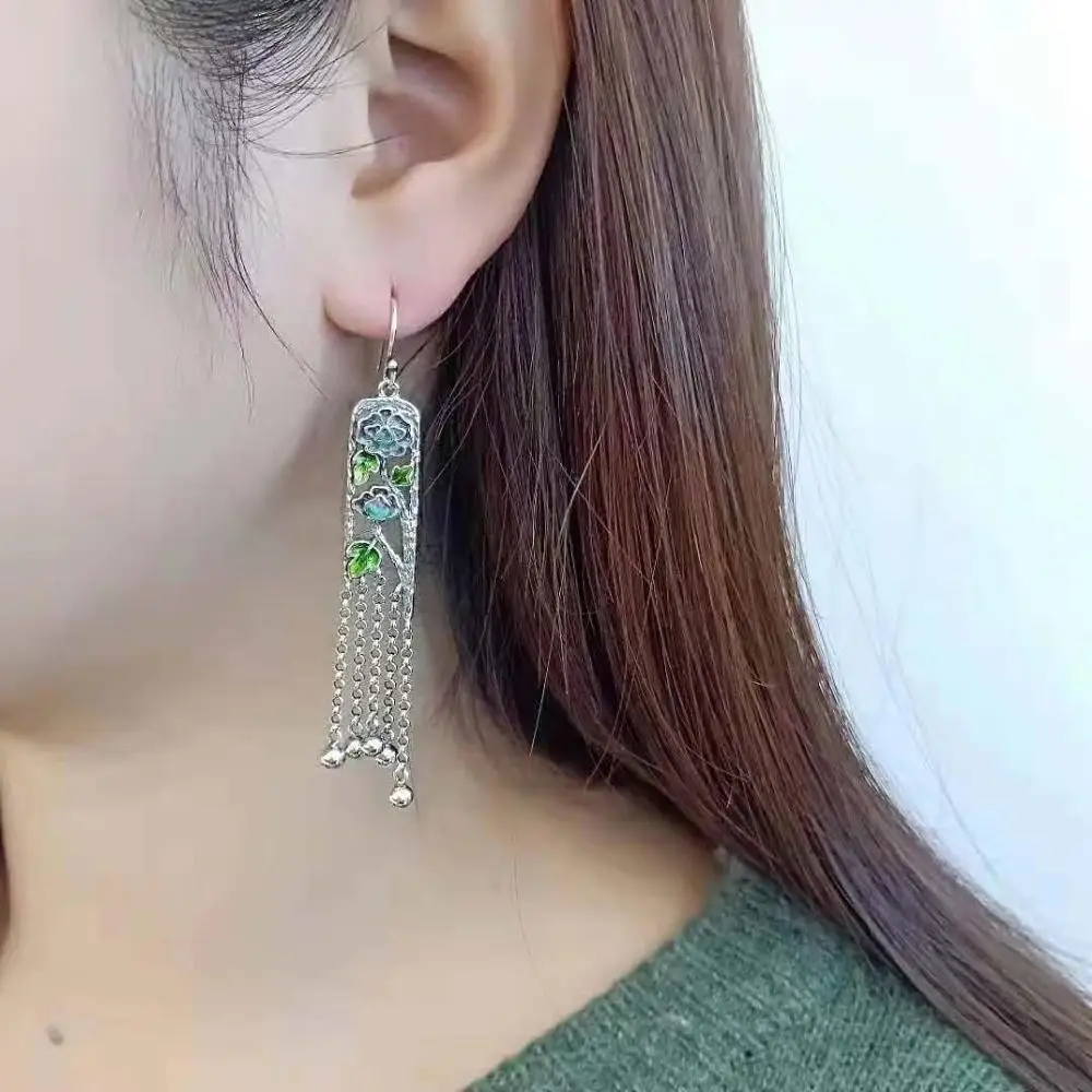 Серьги подвески женские из серебра 925 пробы с квадратными кисточками|earrings for|dropping