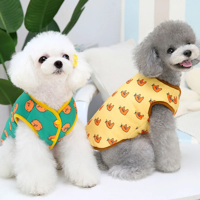 

Warm Dog Clothing Winter Cat Padded Vest Jacket Cardigan Clothes For Small Medium Dogs Bichon Cute Hoody Coat Pet Costume Outfit
