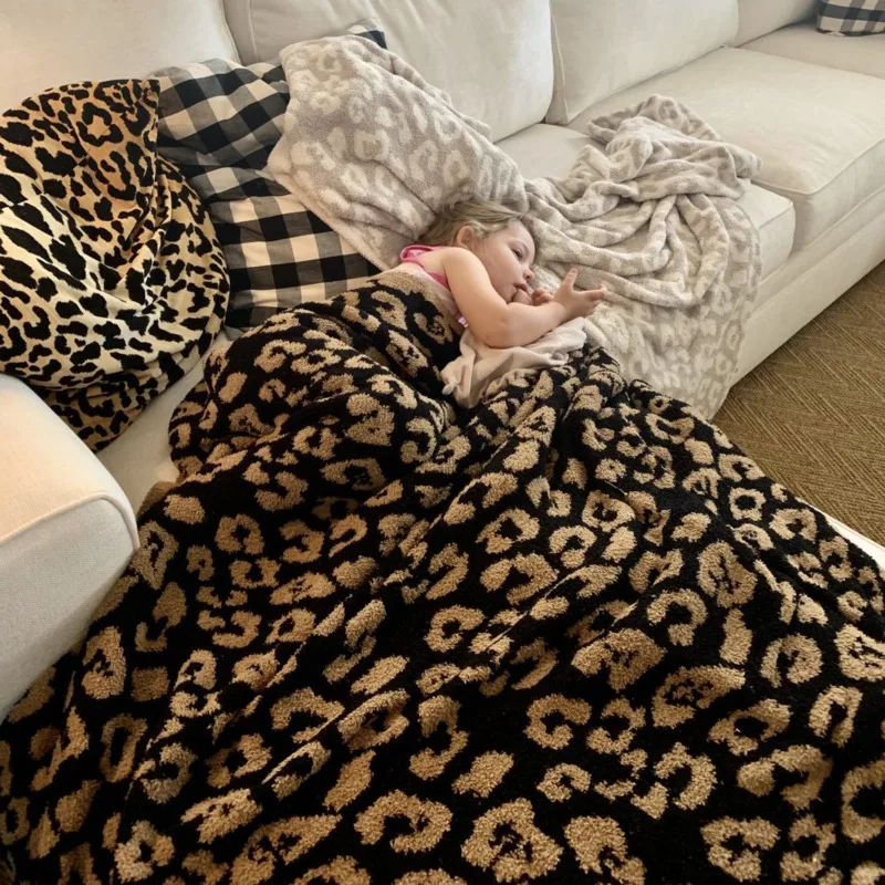 Mantas de lana con estampado de leopardo, mantas de alta calidad para sof&aacute;, manta ligera s&uacute;per suave y c&oacute;moda-2