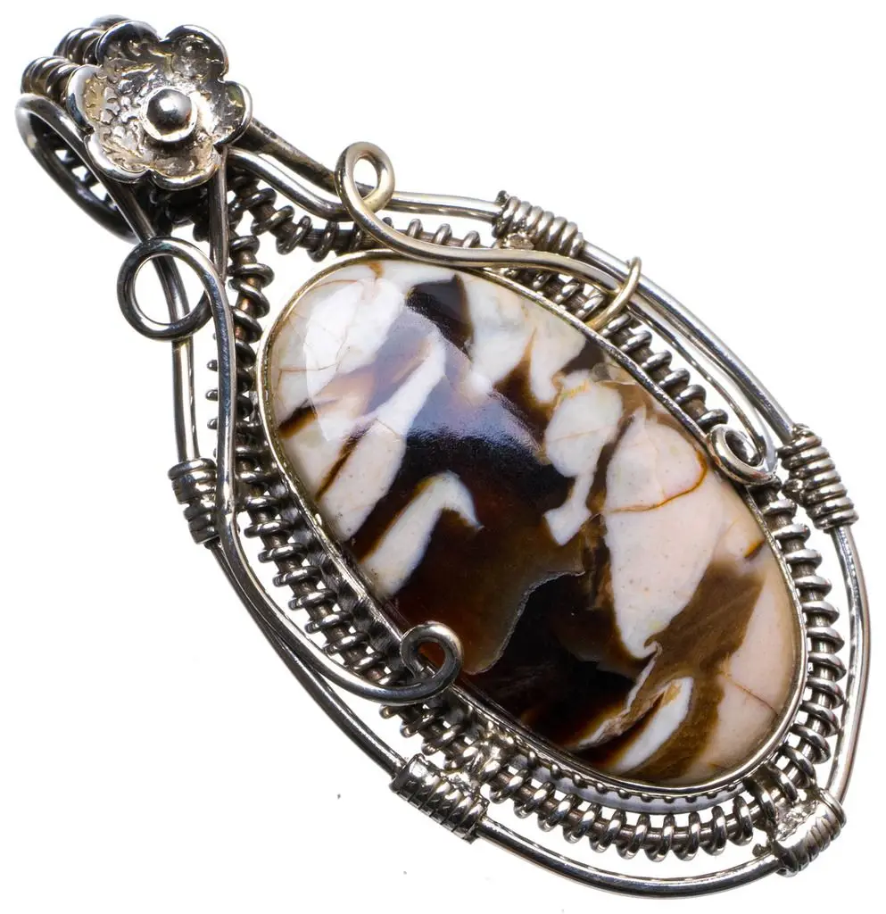 Подвеска из натурального дерева с подвеской серебра 925 пробы ручной работы X1383 |