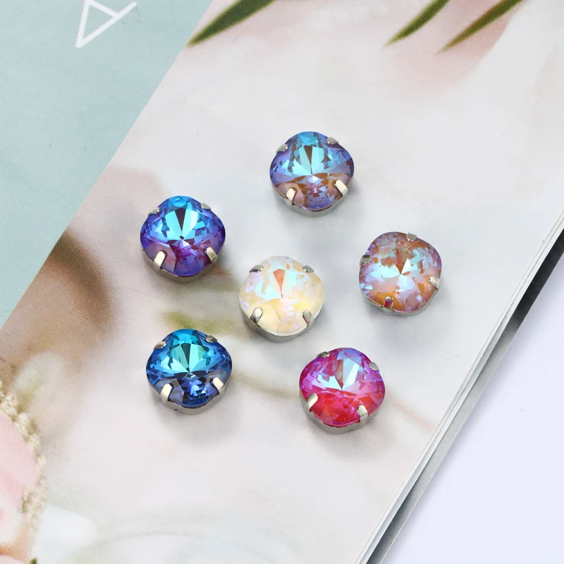 Блестящая флуоресцентная подушка для мокко 12 мм K9 стразы из страз с плоскими