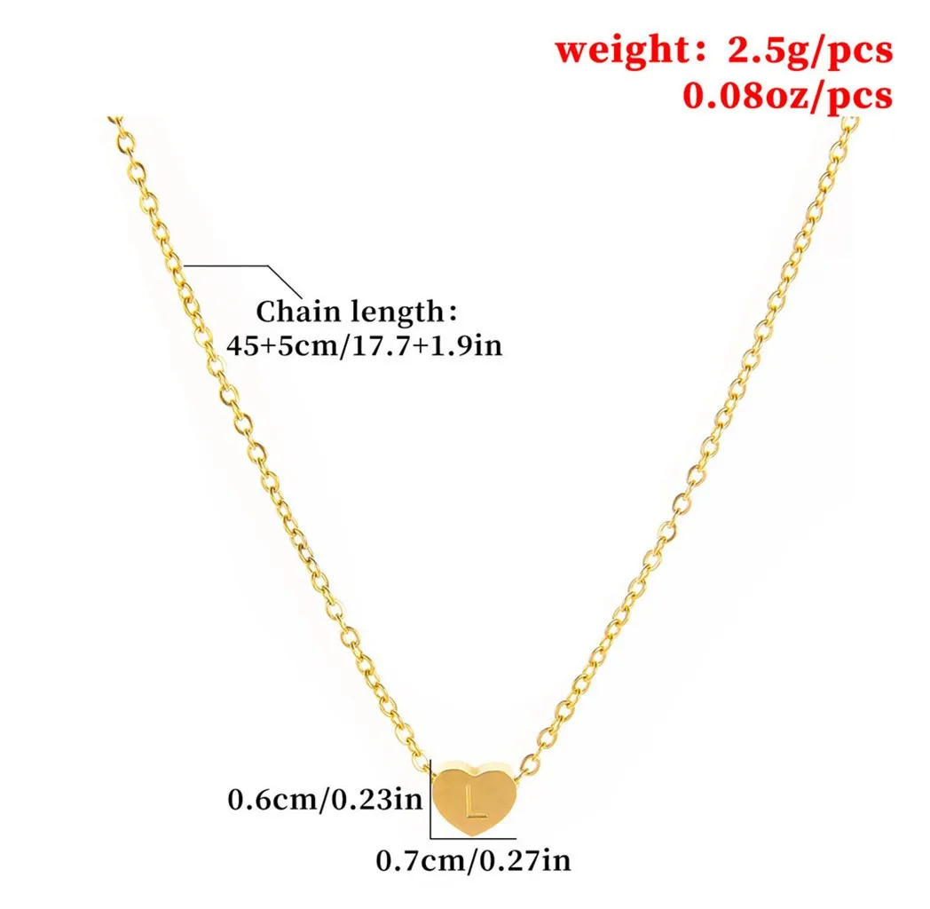 Женская цепочка из титановой стали вечерние подвеской в виде букв золотистого