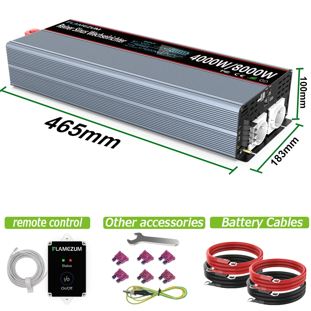 Чистая синусоида Инвертор 8000W 7000W 5000W 4000W 3000W 2400W 2000W DC12V/24V/48V к переменному току 120V 220V