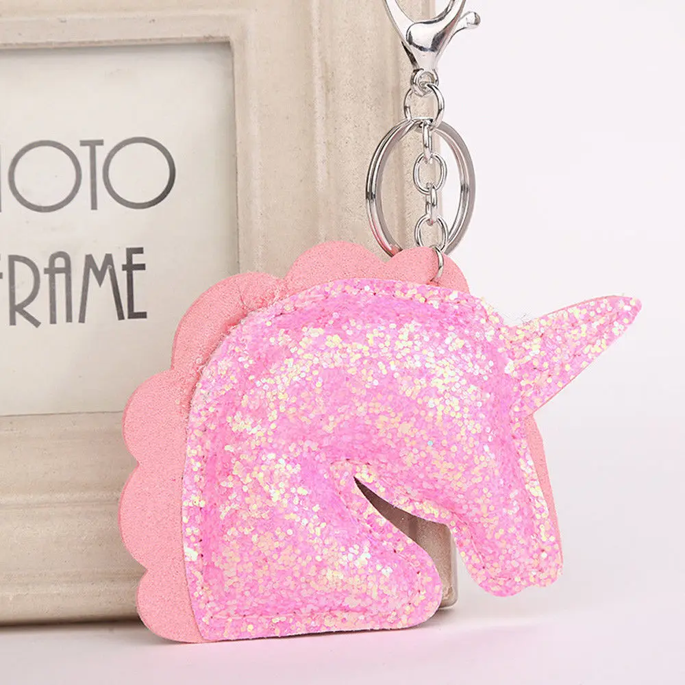 Pink Unicorn Блестящее блестящее кольцо для ключей с русалочкой и единорогом, подвесная Елочная игрушка с сердечком, мягкий брелок для ключей, сумка для автомобиля, подвесной брелок - Цвет: Pink Unicorn