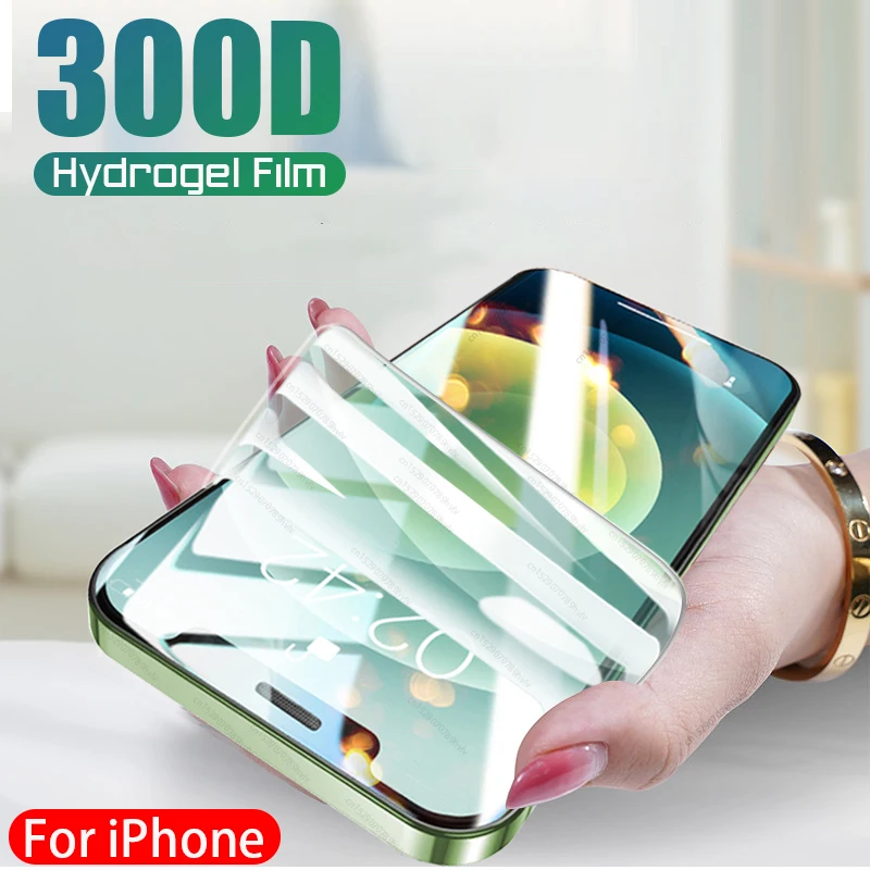 Гидрогелевая пленка 300D для iPhone полное покрытие 11 12 Pro MAX Mini защита экрана Apple 7 8 Plus X