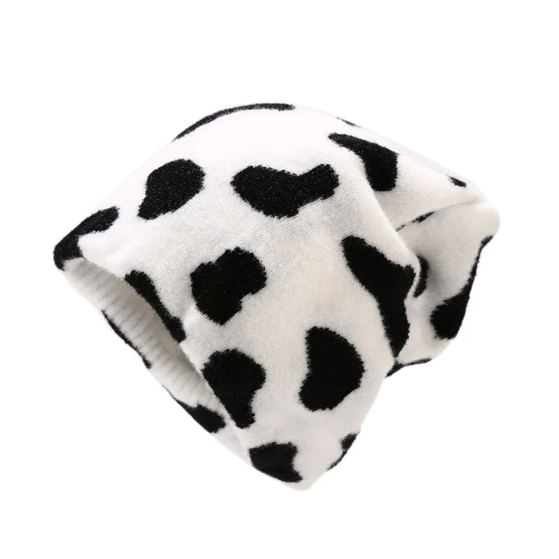 

Fashion Winter Soft Female Beanie Hat Cute Cow Striped Unisex Outdoor Bonnet Skiing Cap Casual Hip Hop Knit Hat