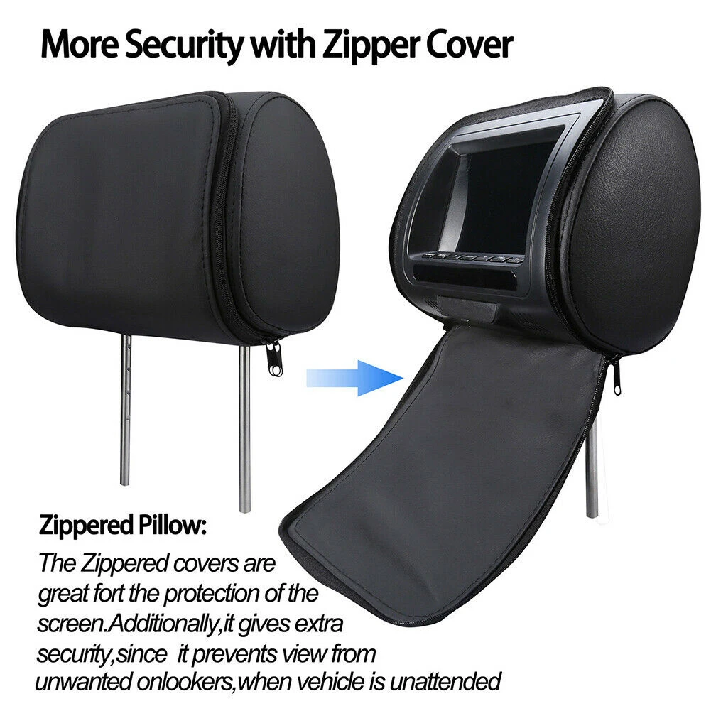 7 Inch Car Headrest Dvd Monitor Speaker Video Adjustable Hd Zipper Cover Lcd Screen | Автомобили и мотоциклы