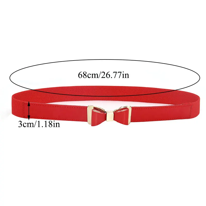 

Women Elastic Waistband Elegant Cummerbunds For Women Dress Gold Buckle Solid Color 1PC Fashion Simple Bow Leather Strap