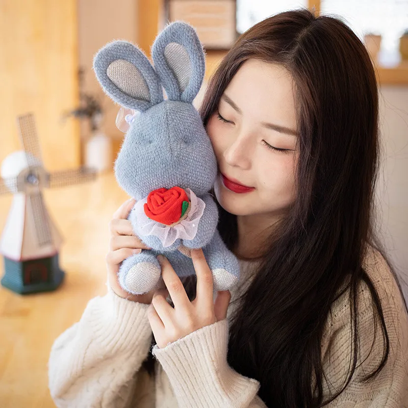

New cute soft rose bear rose rabbit plush toy Valentine's day birthday girl's favorite gift