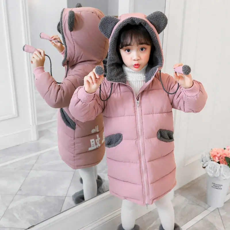 

Girls Jackets Winter Coats Children Pink Jackets Baby Thick Long Coat Kids Warm Outerwear Hooded Coat Snowsuit Overcoat Clothes