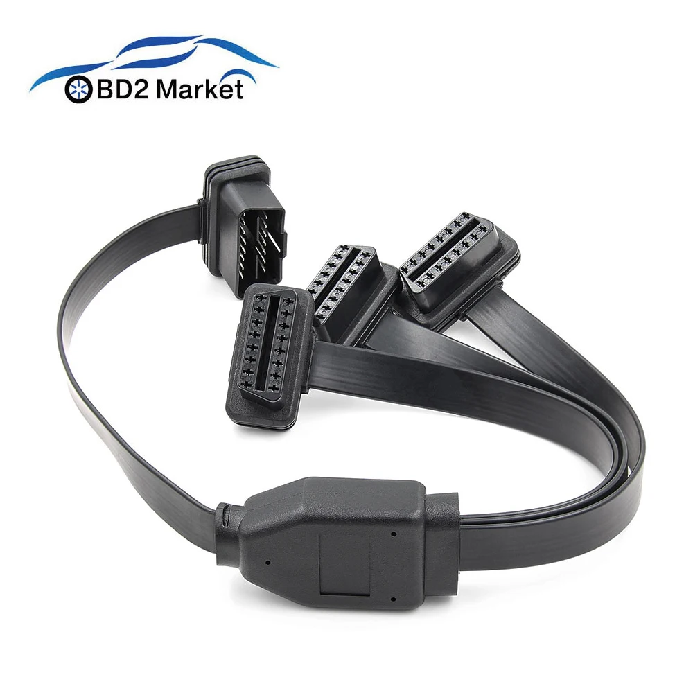 4 фута OBD2 16 штырьковый штыревой разъем плоский 1 в 3 Преобразованный кабель