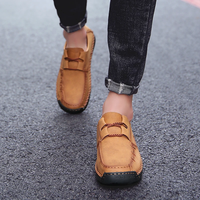 

High Quality Men Outdoor Shoes genuine Leather Anti-skid Breathable fashion lace up fashion handmade shoes Sneakers big size 48