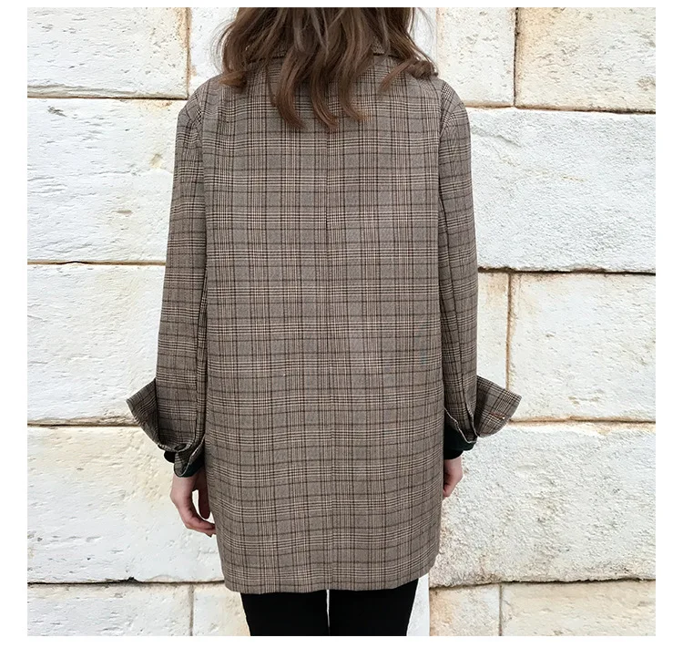 Модные блейзеры в клетку женский костюм Женская куртка Новый Повседневный