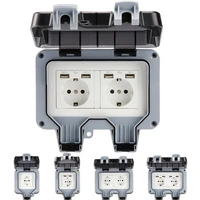 ip66 waterproof eu socket 16a outdoor wall electrical outlets dual garden patio dual usb weatherproof switched socket covers