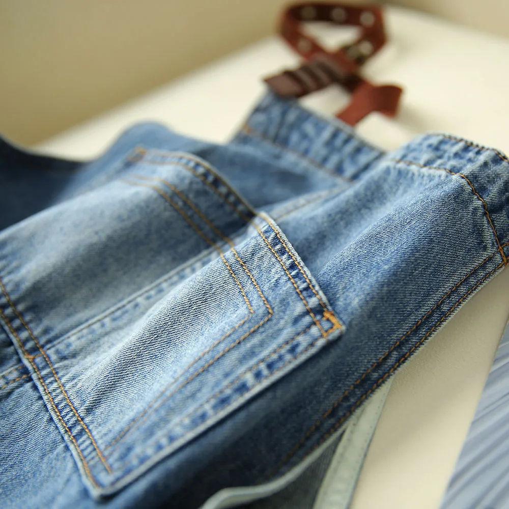 

Vintage Denim Jumpsuit Women Overalls College High Street Summer Fall Casual Jeans Jumpsuits Long Hot Sale Blue Fashion 2021