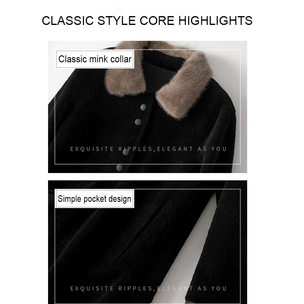 Женское кожаное пальто зимнее длинное с лисьим мехом Воротник из 2021 шерсти 100%