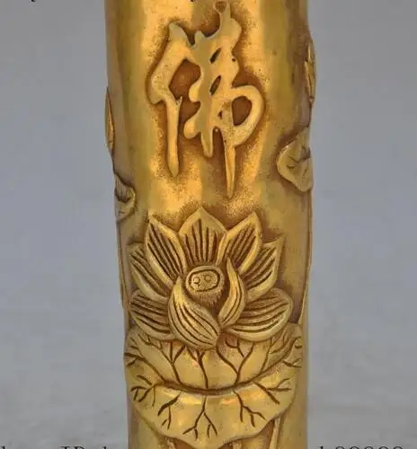 306 8 &quotКитайский латунный по феншуй медный Лотос Будда статуя кисточки горшок