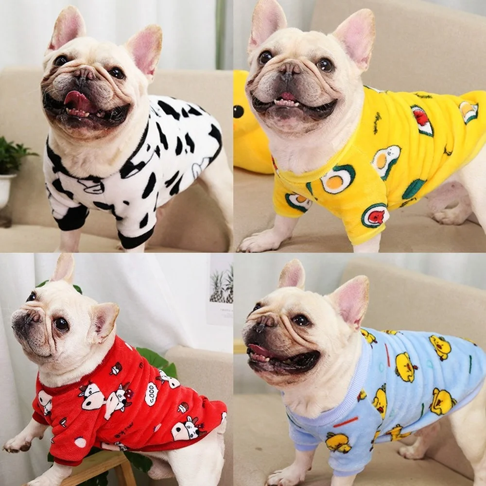 

Dog Clothing French Bulldog Autumn and Winter Warm Pajamas Small and Medium-sized Dog Pet Clothes Fashion Printed Puppy Clothes