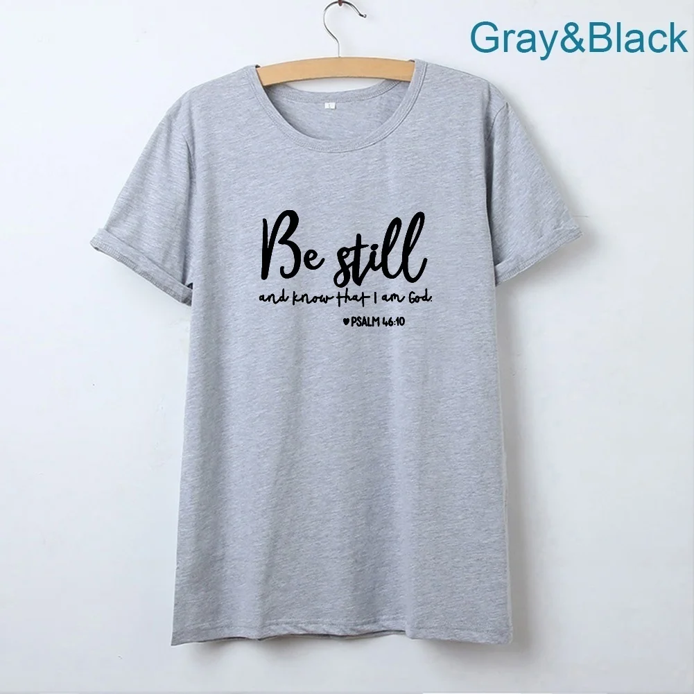 Be Still Printed T Shirts for Women Summer Short Sleeve O-neck Cotton T-shirt Black White Loose Casual Tee Shirt Femme Top | Женская