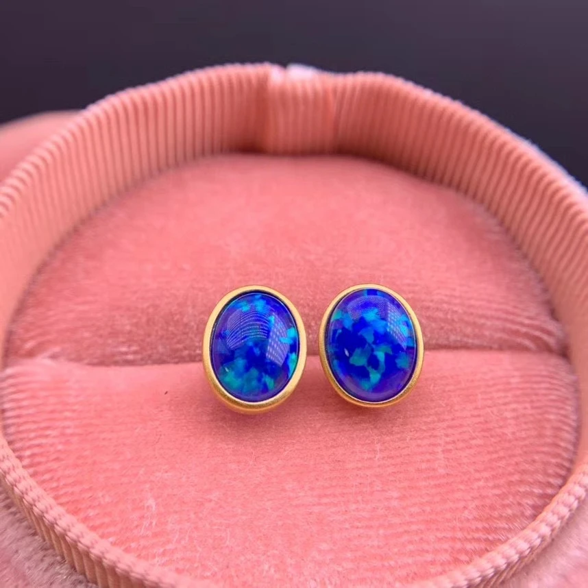 Женские серьги-гвоздики с натуральным опалом | Украшения и аксессуары