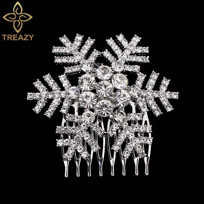 TREAZY европейский дизайн Цветочные свадебные аксессуары для волос Искусственный жемчуг свадебный цветок с кристаллами гребни для волос Свадебные украшения для волос - Окраска металла: 18