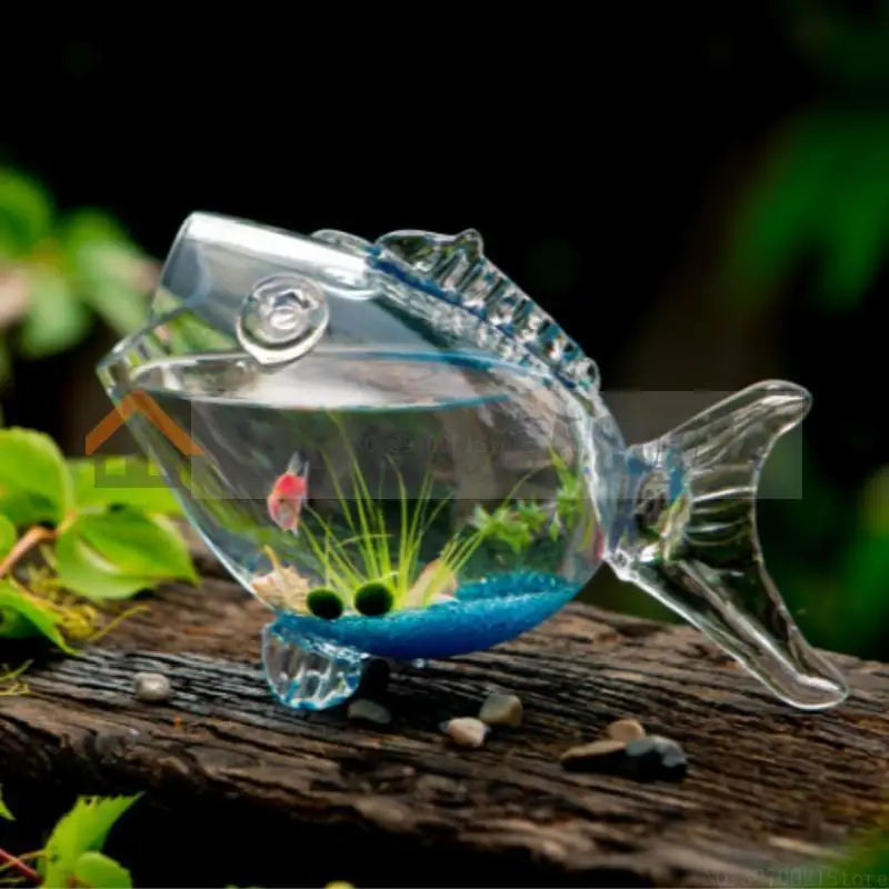 

Creative fish-shaped glass fish tank aquarium Thick translucent non-toxic lead-freemini goldfish tank fish tank Not fragile