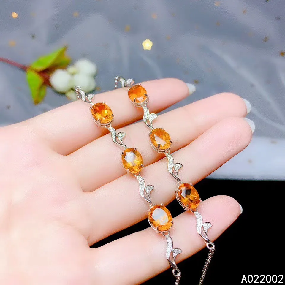 

KJJEAXCMY Fine Jewelry 925 Sterling Silver Inlaid Citrine Women Gemstone Hand Bracelet Luxury KJJEAXCMY Fine Jewelry 925 Sterlin