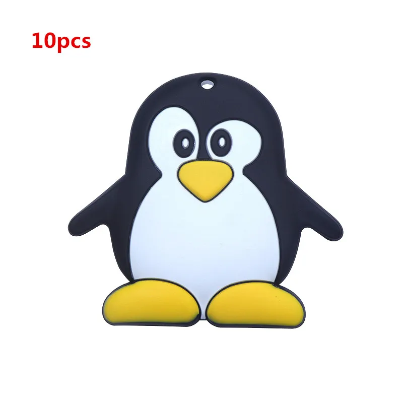 10pcs Joepada 1/5/10 шт мультфильм Пингвин из силикона детский Прорезыватель для ребенка силиконовые бусы для прорезывания зубов игрушки без БФА, силиконовый Прорезыватели для зубов - Цвет: 10pcs