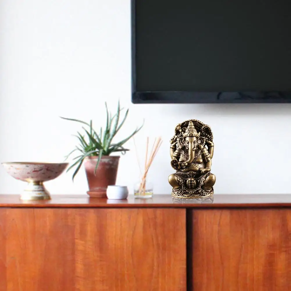Мини винтажная латунная Статуэтка Ганеша карманный Индия Таиланд скульптура в