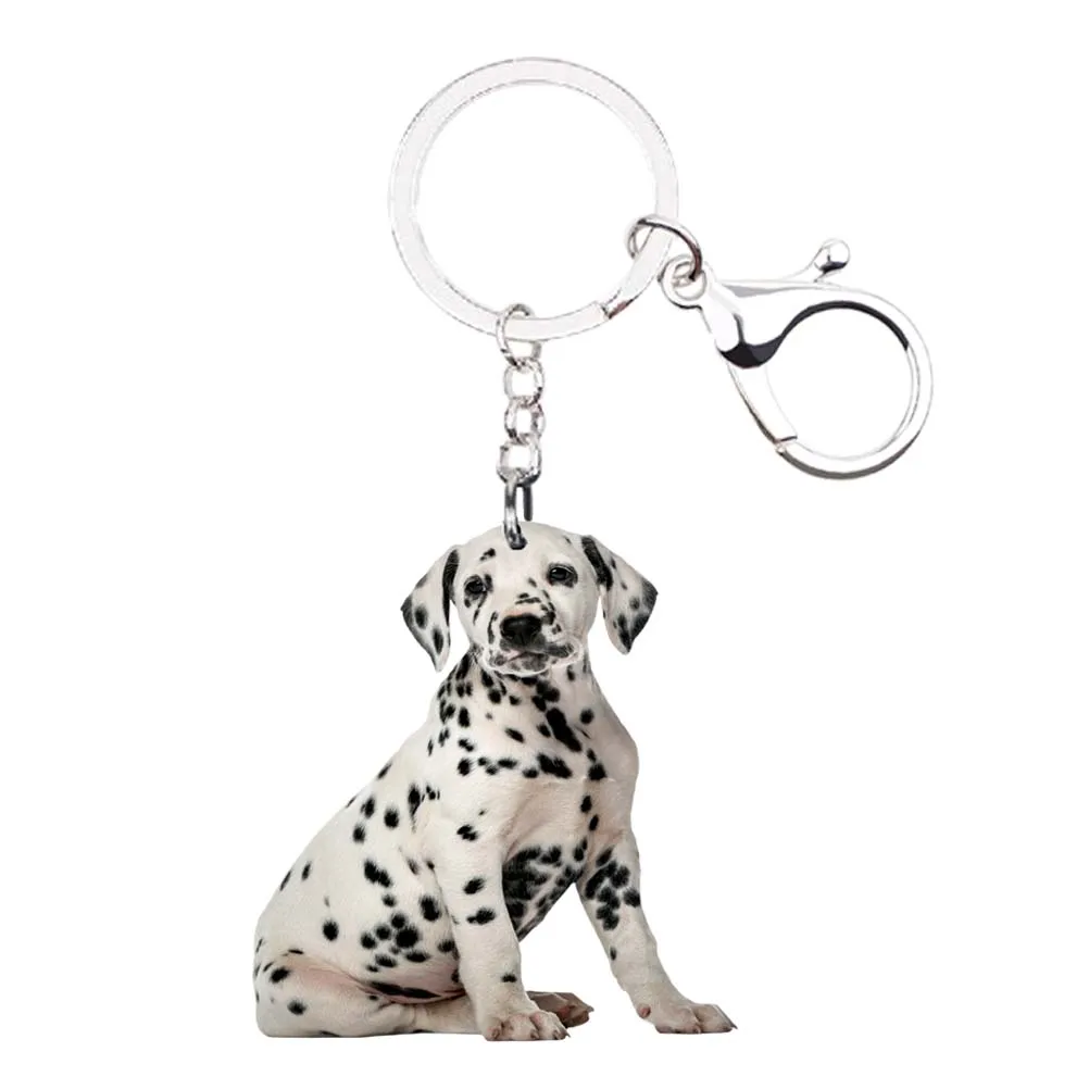 

Dalmatian Dog silver Lobster clasp Keychain Animal mini keyring llaveros acrylic ring for ladies womens NOT 3D bag purse drop