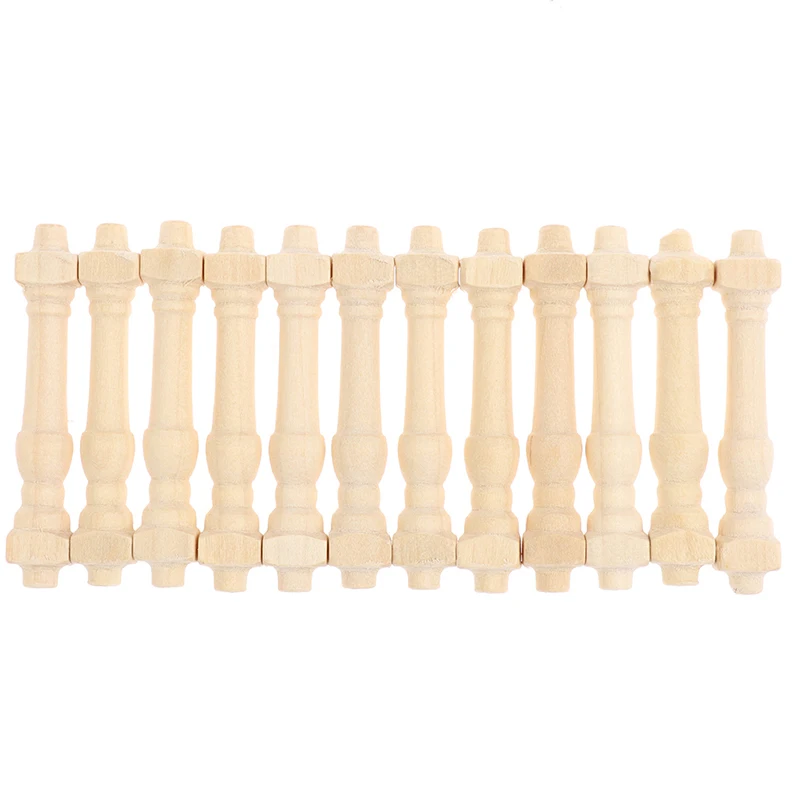 

12pc About 5cm Dollhouse Miniature Wood Railing Accessories Small Column Model Toys Furniture Toys