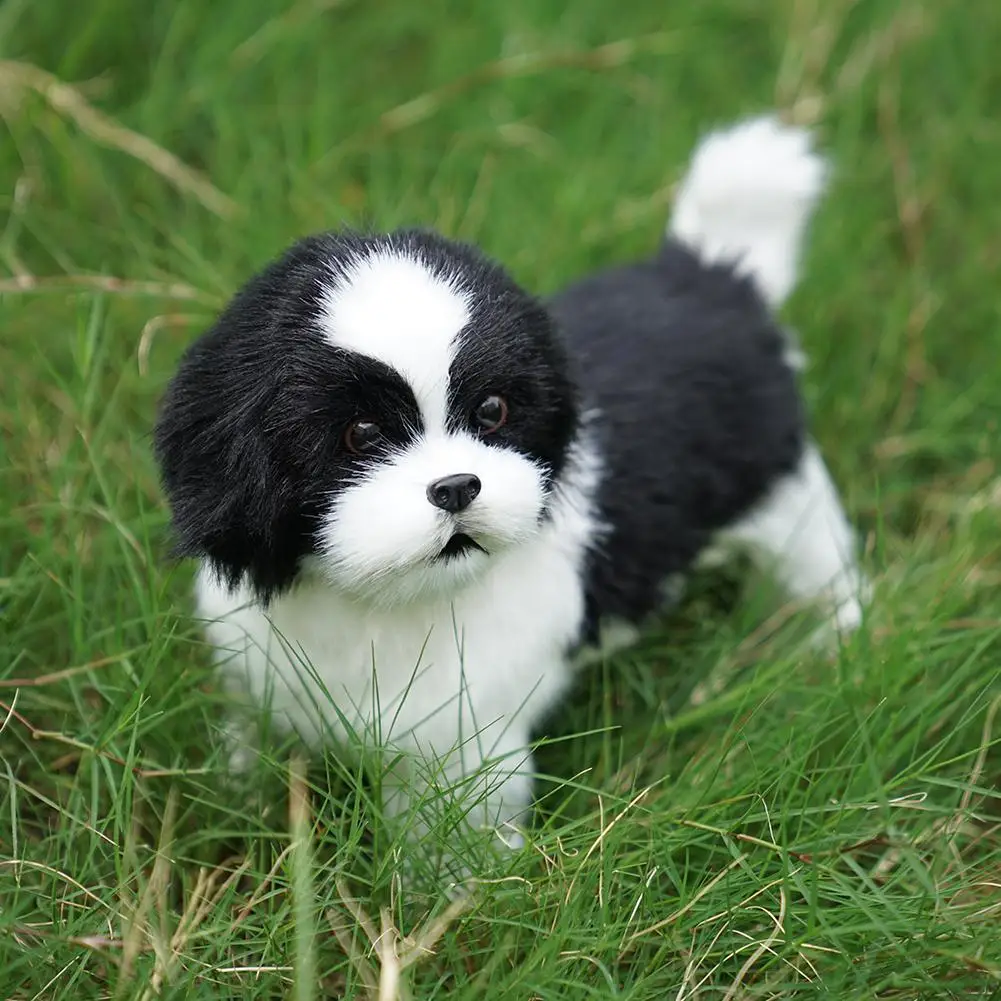 

Dog Plush Toy Simulation Plush Dog Animal Toy Child Doll Kid Girl Cute black and white puppy Birthday Gift