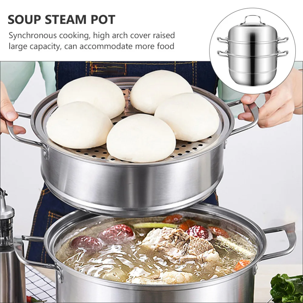 

1 Pc Multipurpose Durable Steamer Pot Wear-resistant Three-layer Pot (Silver)