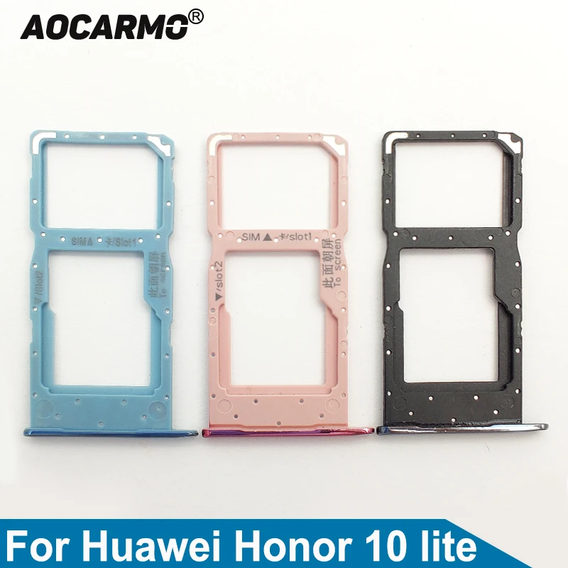 Aocarmo SD MicroSD Holder Nano Sim Card Tray Slot For Huawei p smart() / Honor 10 lite POT-LX3 POT-LX1 POT-LX2J