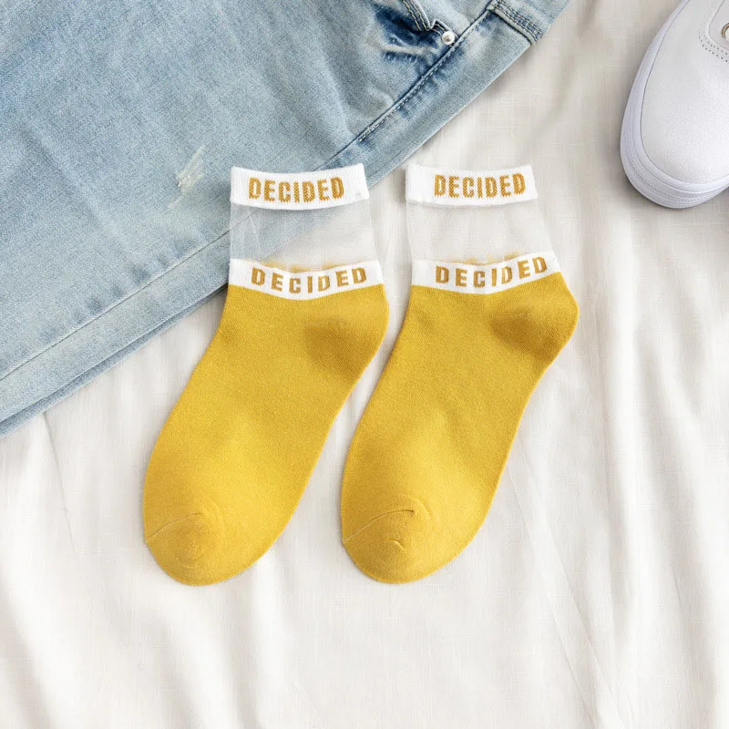 Новинка 1 пара женские хлопковые шелковые короткие носки в Корейском стиле яркие