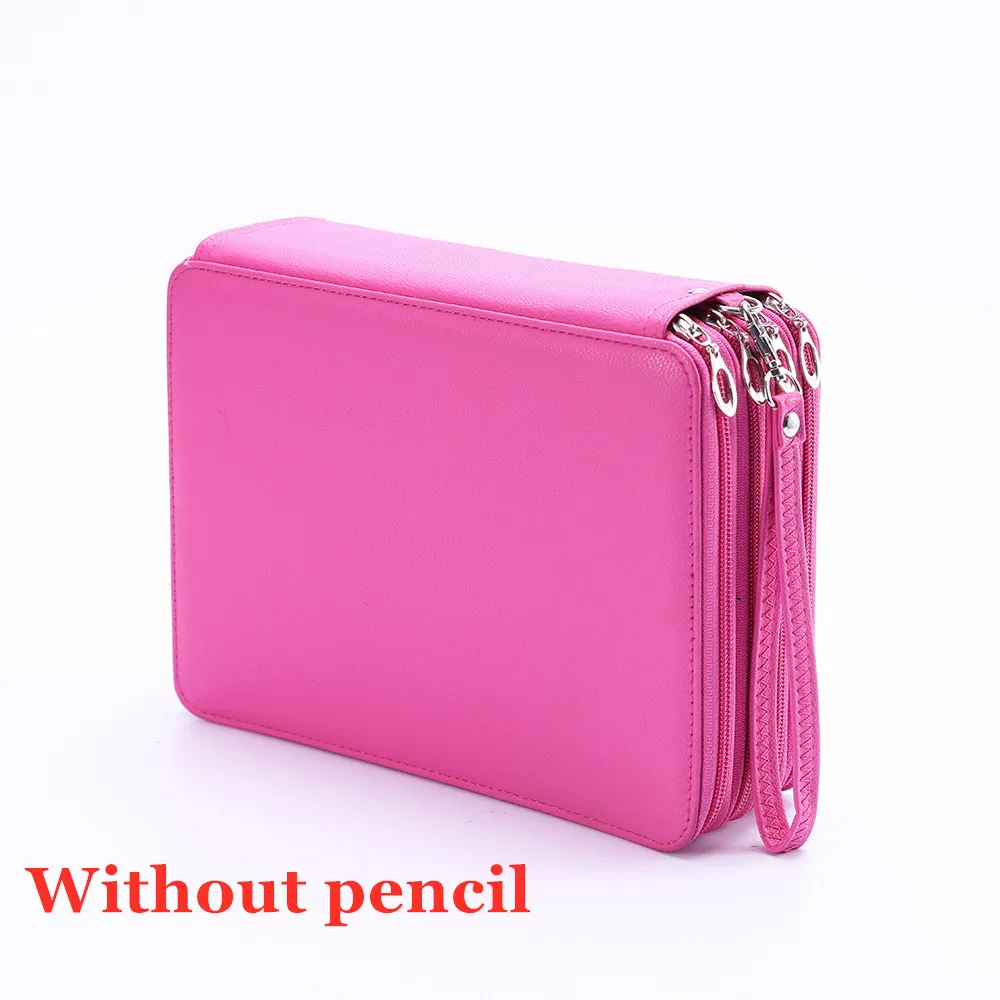 PU Leather School Pencil Case 184 Holes Large Capacity Colored Pencil Bag Box Multi-functional Pencilcase For Art Supplies Gift - Цвет: Rose Red NOT PEN
