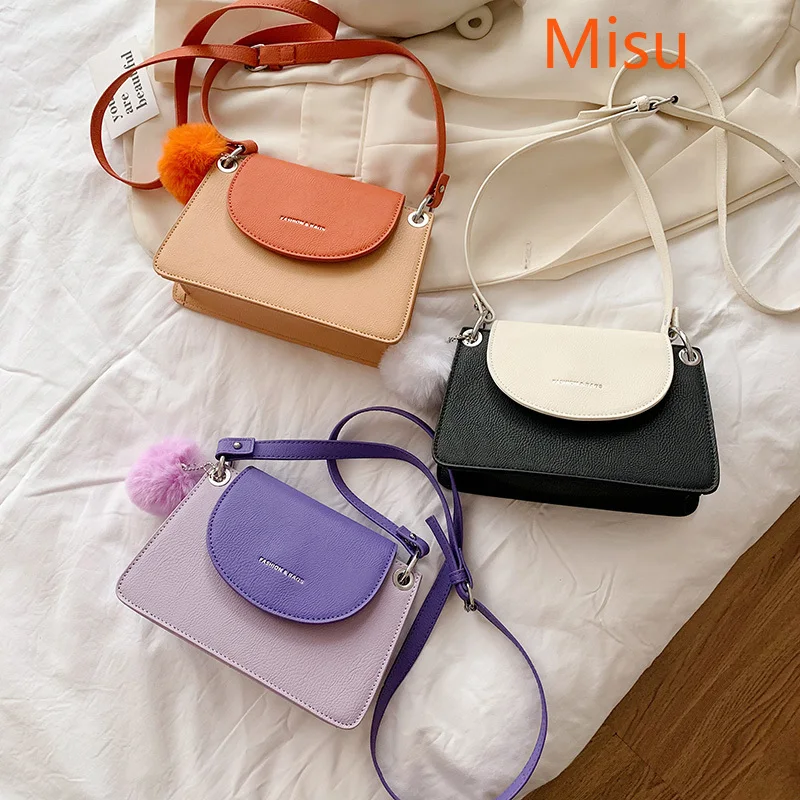 

2020 Women's Contrasting Color Square Bag Fashion Shoulder Bag Small Messenger Bag New Pu Leather Quality Trend Handbag Wallet