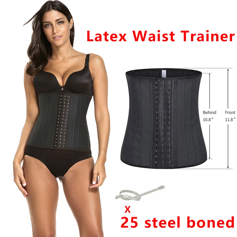 

25 Steel Boned Latex Waist Trainer Body Shaper Control Corset Underbust Waist Cincher Slimming Belt Girdle Shapewear Women 6XL