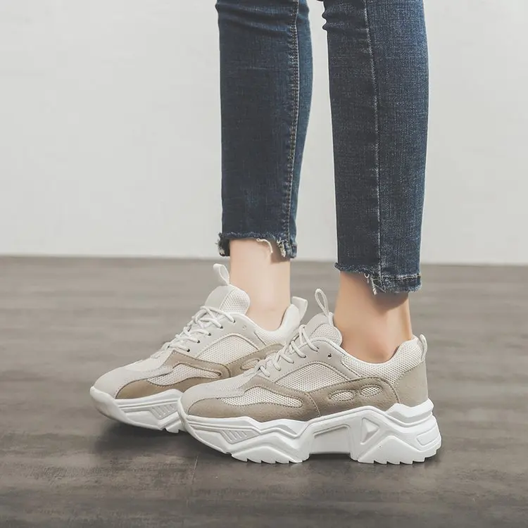 Pantshoes удобные дышащие сетчатые тренажеры, не сужающиеся книзу женские Сникеры на платформе 5 см Повседневная Женская прогулочная обувь