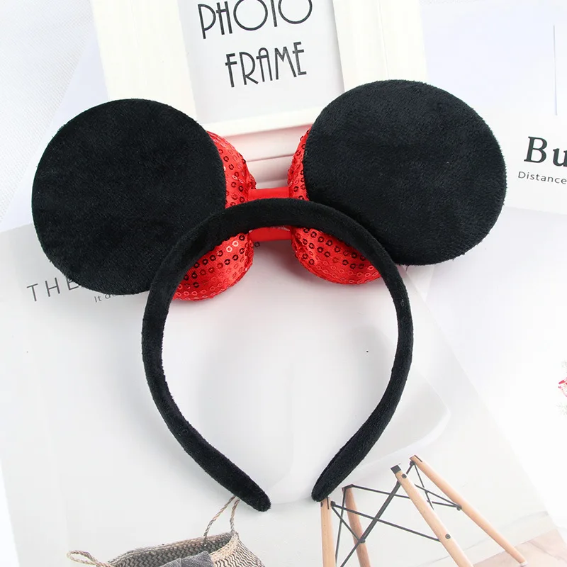 Disney Mickey Ears Headband Sequin Bows EARS COSTUME Dot Headdress Cosplay Plush Adult/Kids Gift | Мать и ребенок