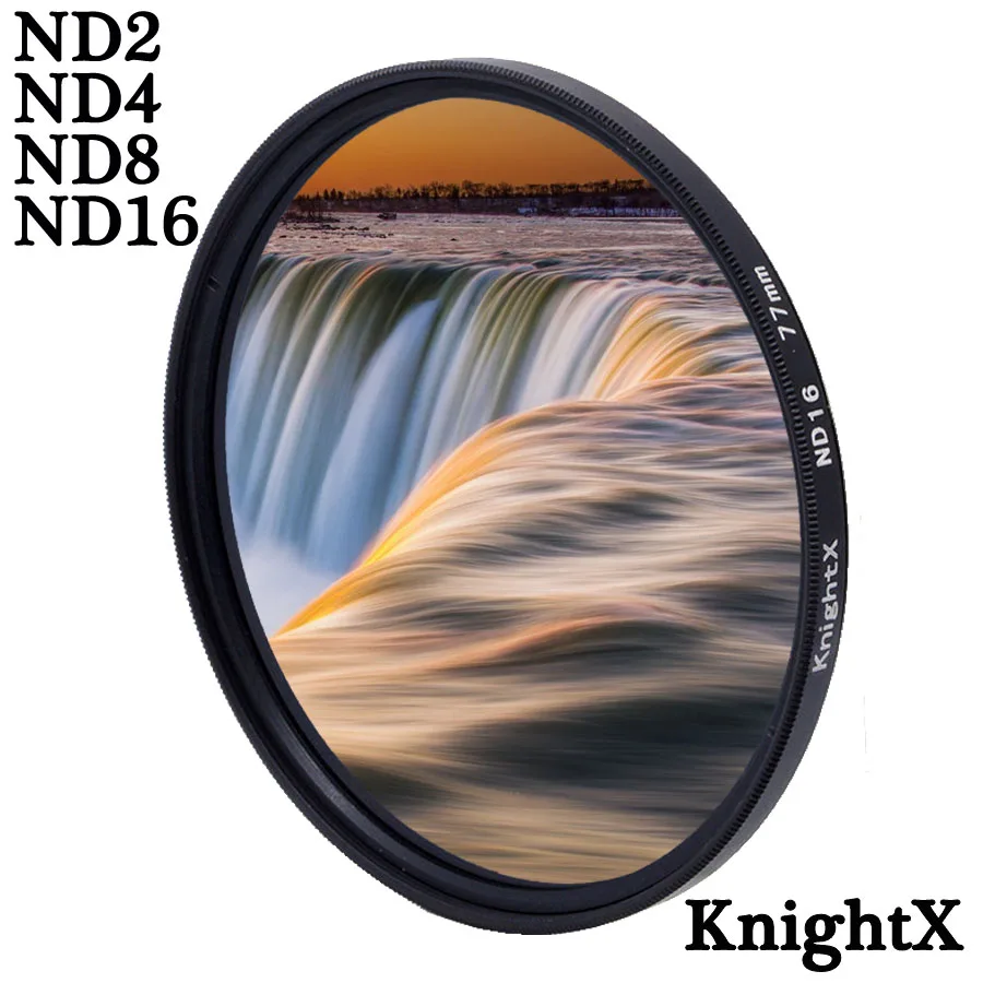 Фильтр KnightX ND ND4 ND8 ND16 для canon nikon d80 700d светильник d5100 60d объектив камеры 49 мм 52 55 58 62 67 72 77 мм|Фотофильтры