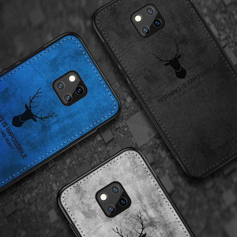 Мягкий чехол из ТПУ с рисунком оленя и текстурой ткани для huawei P9 P10 P20 mate 9 10 20 X Pro Lite