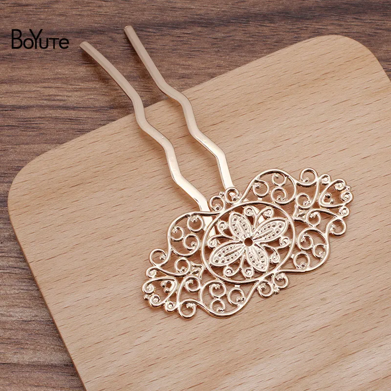 

BoYuTe (5 Pieces/Lot) 28*56MM Flower Filigree Hair Accessories Vintage Hair Fork Hairpins Diy Handmade Jewelry Materials