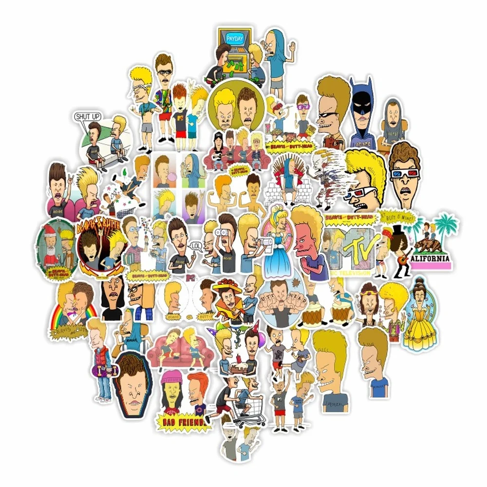 50pcs Beavis and Butt-head Do America Cartoon Stickers to DIY Laptop Phone Fridge Kettle Bike Car Decal