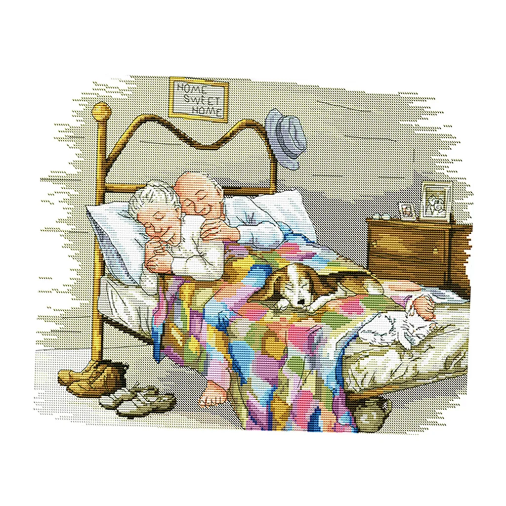 

Old Married Couple DIY Stamped Cross Stitch Kit Without Frame 14CT 44x36cm