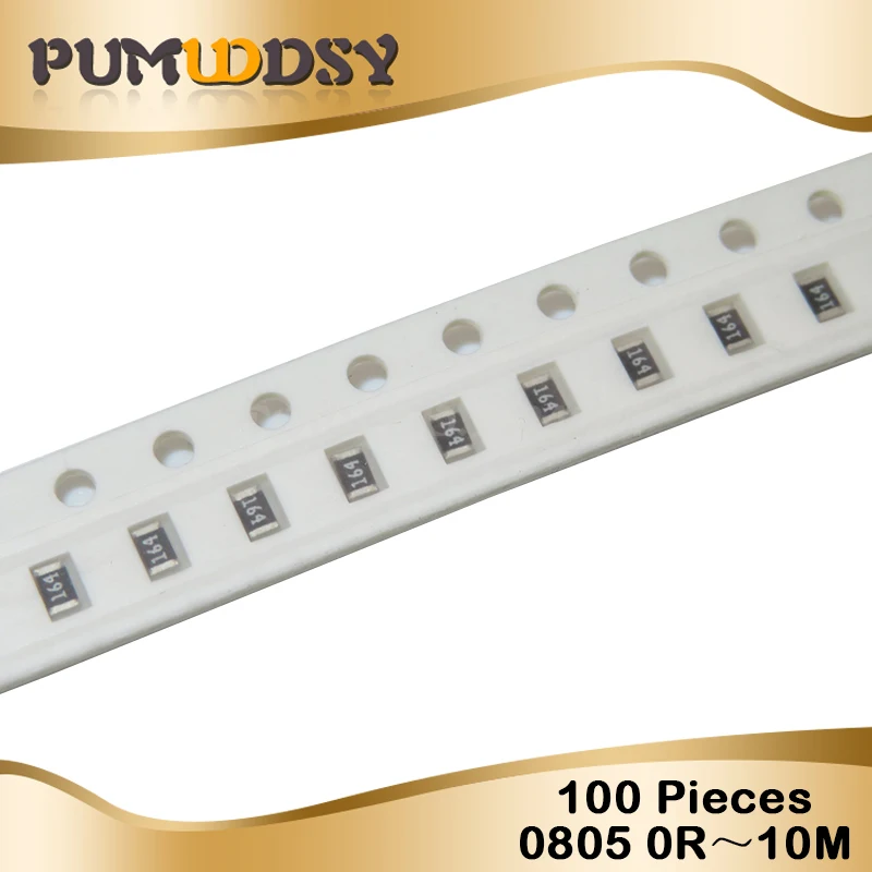 100 шт. 0805 SMD 1/4 Вт Резистор проволочного чипа 0R~ 10 м 0 10R 100R 220R 330R 470R 1K 4,7 K 10 K, 47(Европа) K 100K 0 10 100 330 470 Ом