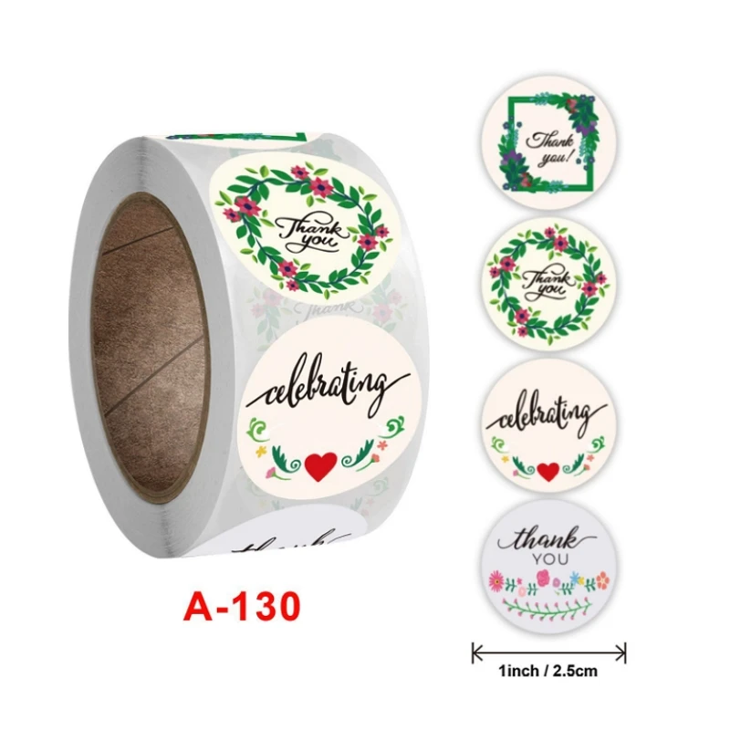 

500pcs Round Floral Thank You Stickers 8 designs for Wedding Favors and Party Handmade Stickers Envelope Seal Stationery Sticker