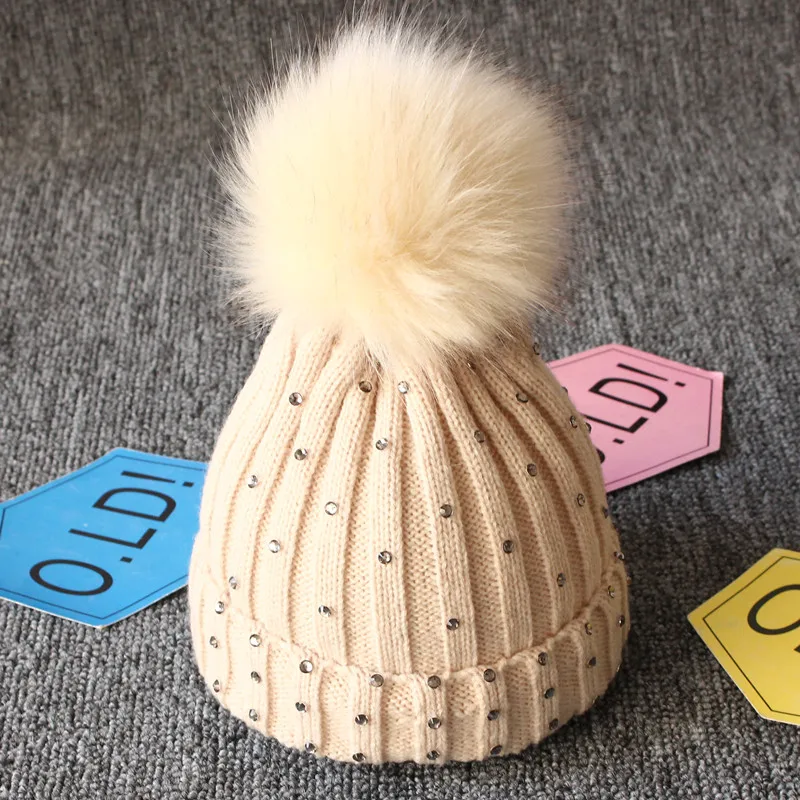 

Meihuida Winter Unisex Newborn Baby Boy Girls lovely Cute kintted Pompon Beanies Fleece Crochet Soft Fur Pom sequins Hat
