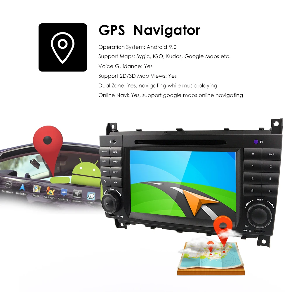 2 грамма Android9.0 2DIN CarDVD gps для Mercedes/Benz W203 W209 W219 a-класс A160 c-класс C180 C200 CLK200 Радио стерео 4G wifi DTV